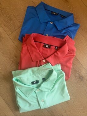 FootJoy Men's Polo Trio - Blue, Red, Mint Green